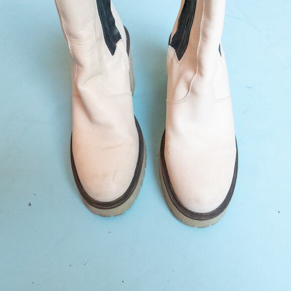 Free People James Bone Cream Genuine Leather Rubber Heel Chelsea Boot Size EU 40 - Picture 2 of 9